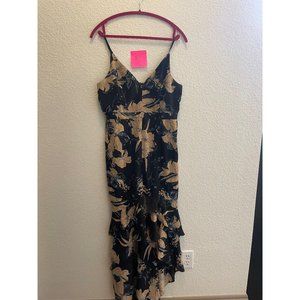 Lulus Black flowered wedding guest dress